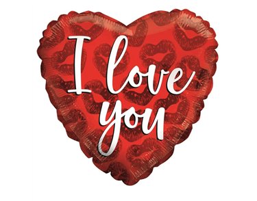 18in I LOVE YOU RED KISSES ECO FOIL BALLOON