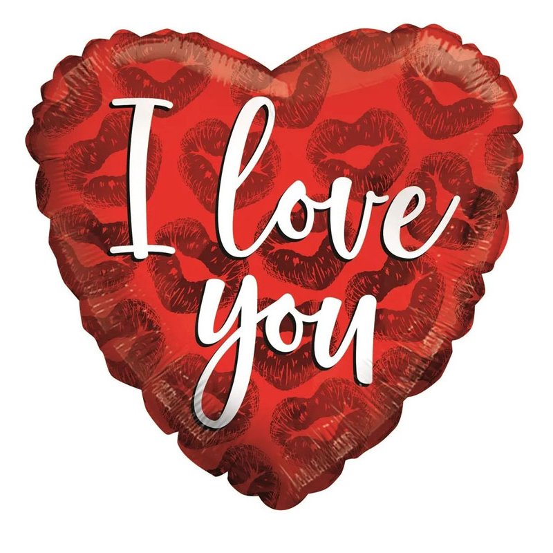 18in I LOVE YOU RED KISSES ECO FOIL BALLOON