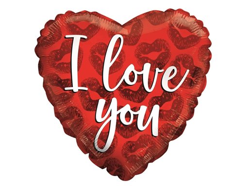18in I LOVE YOU RED KISSES ECO FOIL BALLOON