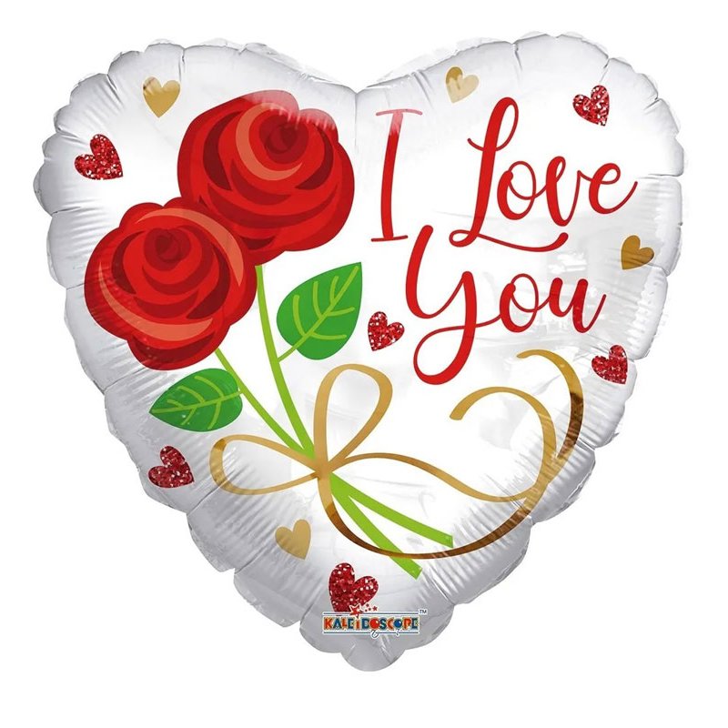 18in I LOVE YOU TWO ROSES ECO FOIL BALLOON