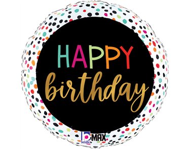 18in BIRTHDAY COLORFUL DOTS FOIL BALLOON