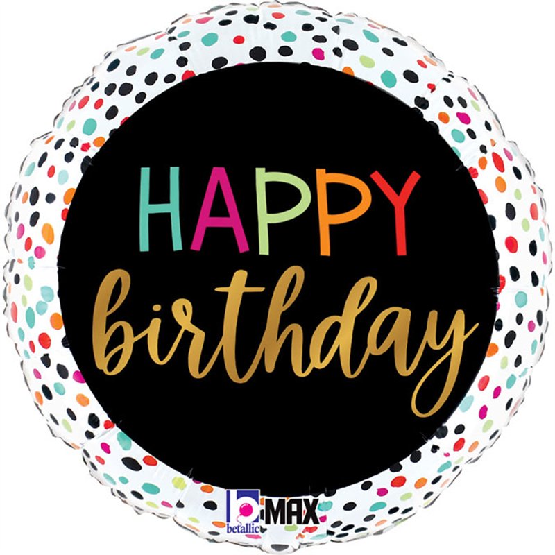 18in BIRTHDAY COLORFUL DOTS FOIL BALLOON