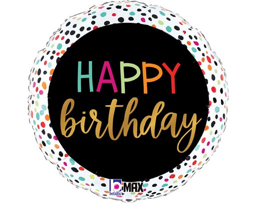 18in BIRTHDAY COLORFUL DOTS FOIL BALLOON