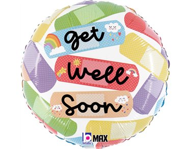 18in CHEERFUL GET WELL BANDAID FOIL BALLOON