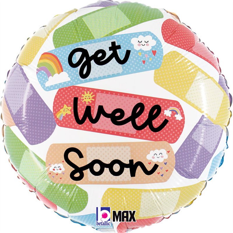 18in CHEERFUL GET WELL BANDAID FOIL BALLOON