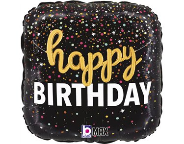 18in BIRTHDAY SCRIPT CONFETTI FOIL BALLOON