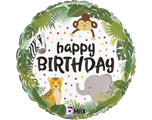 18in JUNGLE BIRTHDAY FOIL BALLOON