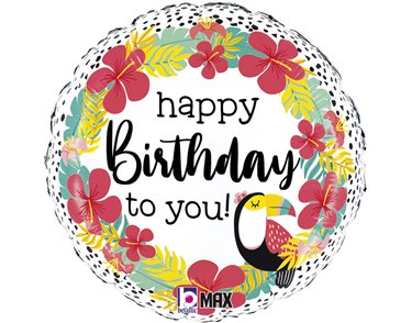 18in TROPICAL TOUCAN BIRTHDAY FOIL BALLOON