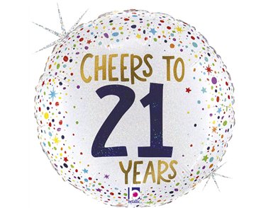 18in CHEERS TO 21 YEARS FOIL BALLOON