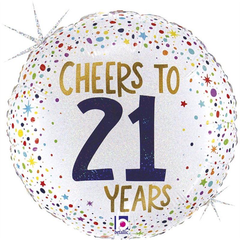 18in CHEERS TO 21 YEARS FOIL BALLOON