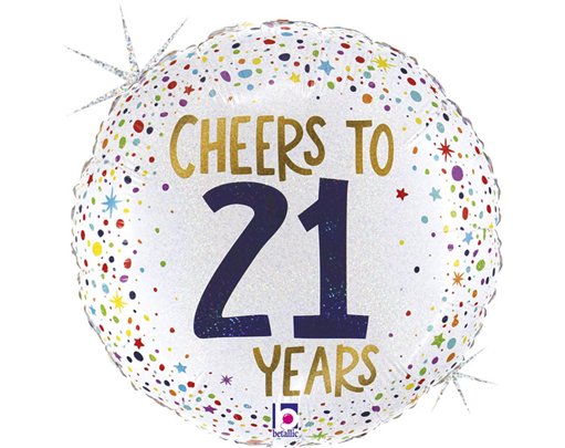 18in CHEERS TO 21 YEARS FOIL BALLOON