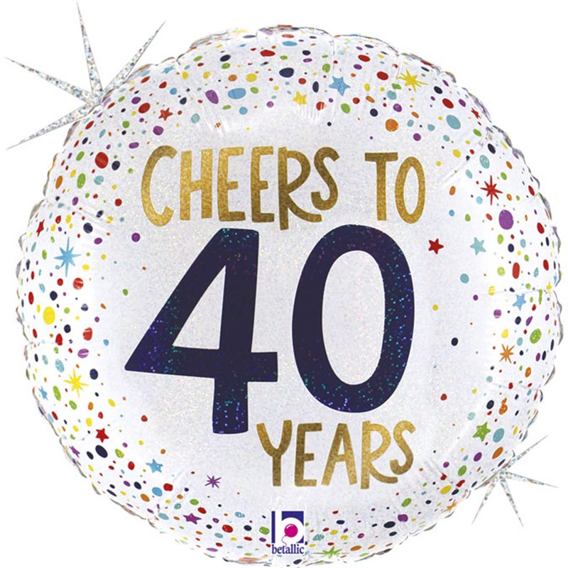 18in CHEERS TO 40 YEARS FOIL BALLOON