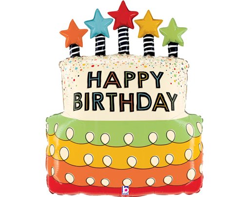 31in CANDLES STARS BIRTHDAY CAKE FOIL BALLOON