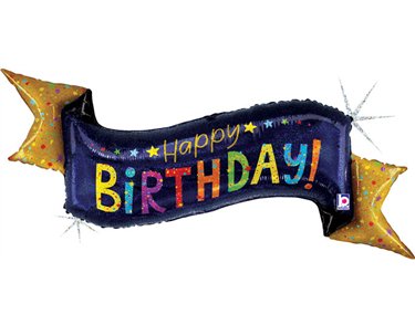 51in NAVY BIRTHDAY BANNER FOIL BALLOON