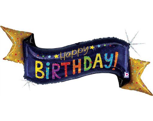 51in NAVY BIRTHDAY BANNER FOIL BALLOON
