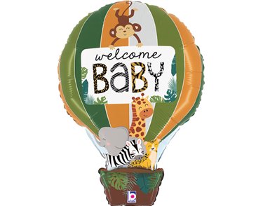 30in JUNGLE ANIMALS WELCOME BABY FOIL BALLOON