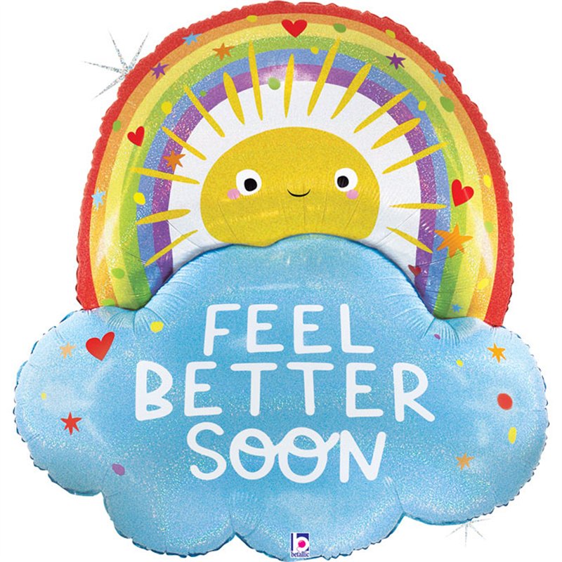 35in FEEL BETTER RAINBOW SUN FOIL BALLOON