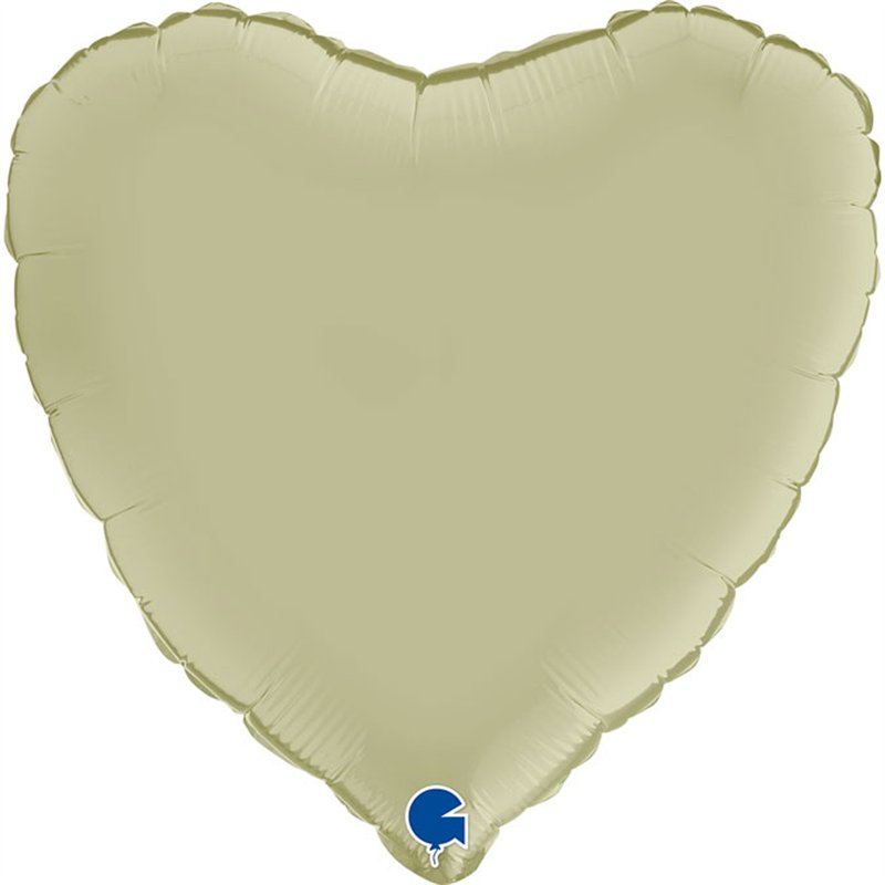 18in SATIN OLIVE GREEN HEART FOIL BALLOON