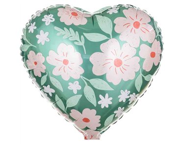 HEART WITH FLOWERS STANDING FOIL BALLOON