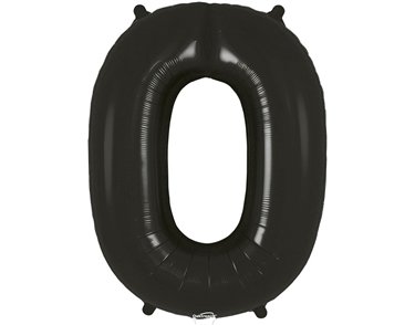 34in NUMBER 0 BLACK FOIL BALLOON