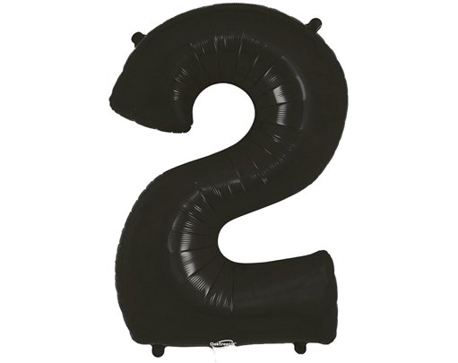 34in NUMBER 2 BLACK FOIL BALLOON