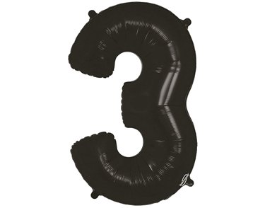 34in NUMBER 3 BLACK FOIL BALLOON