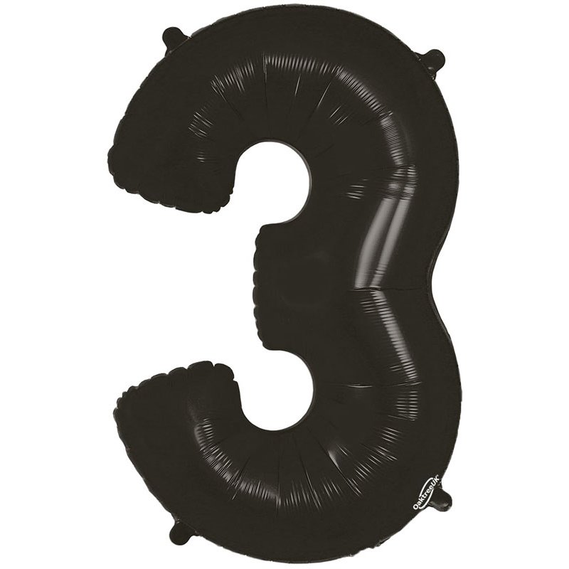 34in NUMBER 3 BLACK FOIL BALLOON