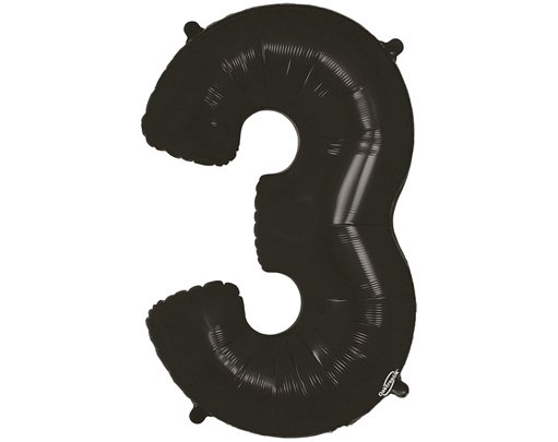 34in NUMBER 3 BLACK FOIL BALLOON
