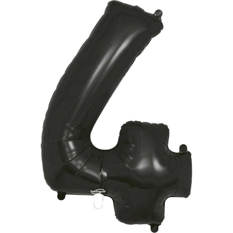 34in NUMBER 4 BLACK FOIL BALLOON