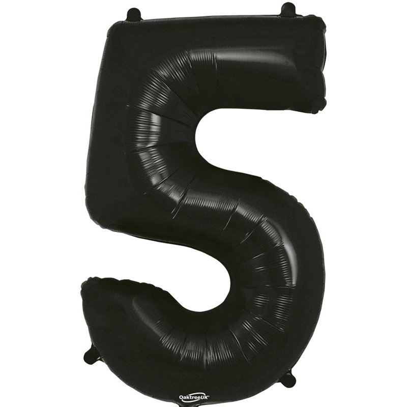 34in NUMBER 5 BLACK FOIL BALLOON