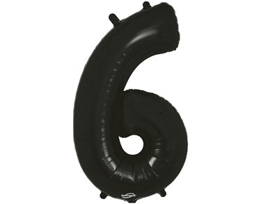 34in NUMBER 6 BLACK FOIL BALLOON