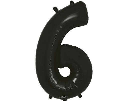 34in NUMBER 6 BLACK FOIL BALLOON