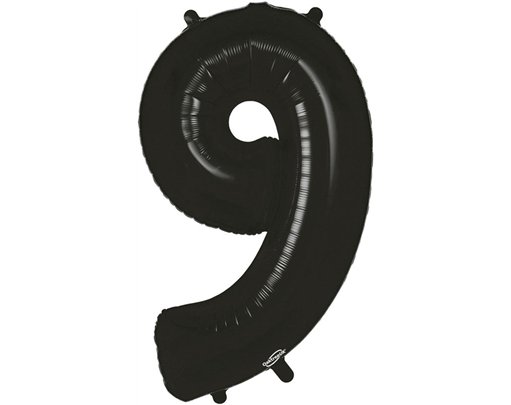 34in NUMBER 9 BLACK FOIL BALLOON
