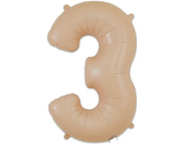 34in NUMBER 3 MATTE NUDE FOIL BALLOON