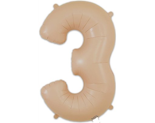 34in NUMBER 3 MATTE NUDE FOIL BALLOON