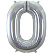 34in NUMBER 0 HOLOGRAPHIC SILVER FOIL BALLOON