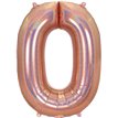 34in NUMBER 0 HOLOGRAPHIC ROSE GOLD FOIL BALLOON