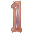 34in NUMBER 1 HOLOGRAPHIC ROSE GOLD FOIL BALLOON