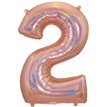 34in NUMBER 2 HOLOGRAPHIC ROSE GOLD FOIL BALLOON