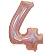34in NUMBER 4 HOLOGRAPHIC ROSE GOLD FOIL BALLOON