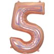 34in NUMBER 5 HOLOGRAPHIC ROSE GOLD FOIL BALLOON