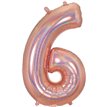 34in NUMBER 6 HOLOGRAPHIC ROSE GOLD FOIL BALLOON