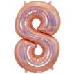 34in NUMBER 8 HOLOGRAPHIC ROSE GOLD FOIL BALLOON