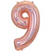34in NUMBER 9 HOLOGRAPHIC ROSE GOLD FOIL BALLOON