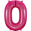 34in NUMBER 0 HOLOGRAPHIC PINK FOIL BALLOON