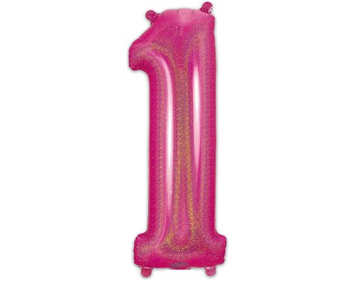 34in NUMBER 1 HOLOGRAPHIC PINK FOIL BALLOON