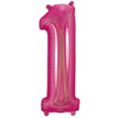 34in NUMBER 1 HOLOGRAPHIC PINK FOIL BALLOON