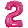34in NUMBER 2 HOLOGRAPHIC PINK FOIL BALLOON