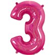 34in NUMBER 3 HOLOGRAPHIC PINK FOIL BALLOON