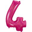 34in NUMBER 4 HOLOGRAPHIC PINK FOIL BALLOON